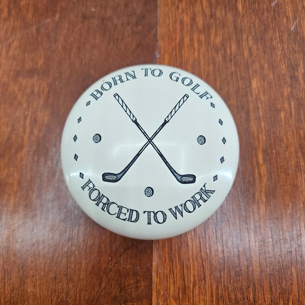 Born To Golf Forced‎ To Work Golf Paper Weight Round Desk Decor Mancave Gift